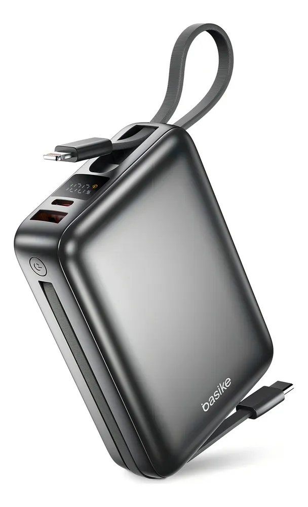 20000MAH 🔋🔝 Carregador Portátil Power Bank Basike 20000mAh 22.5W Rápido Cabos Embutidos Tipo C iPhone Samsung