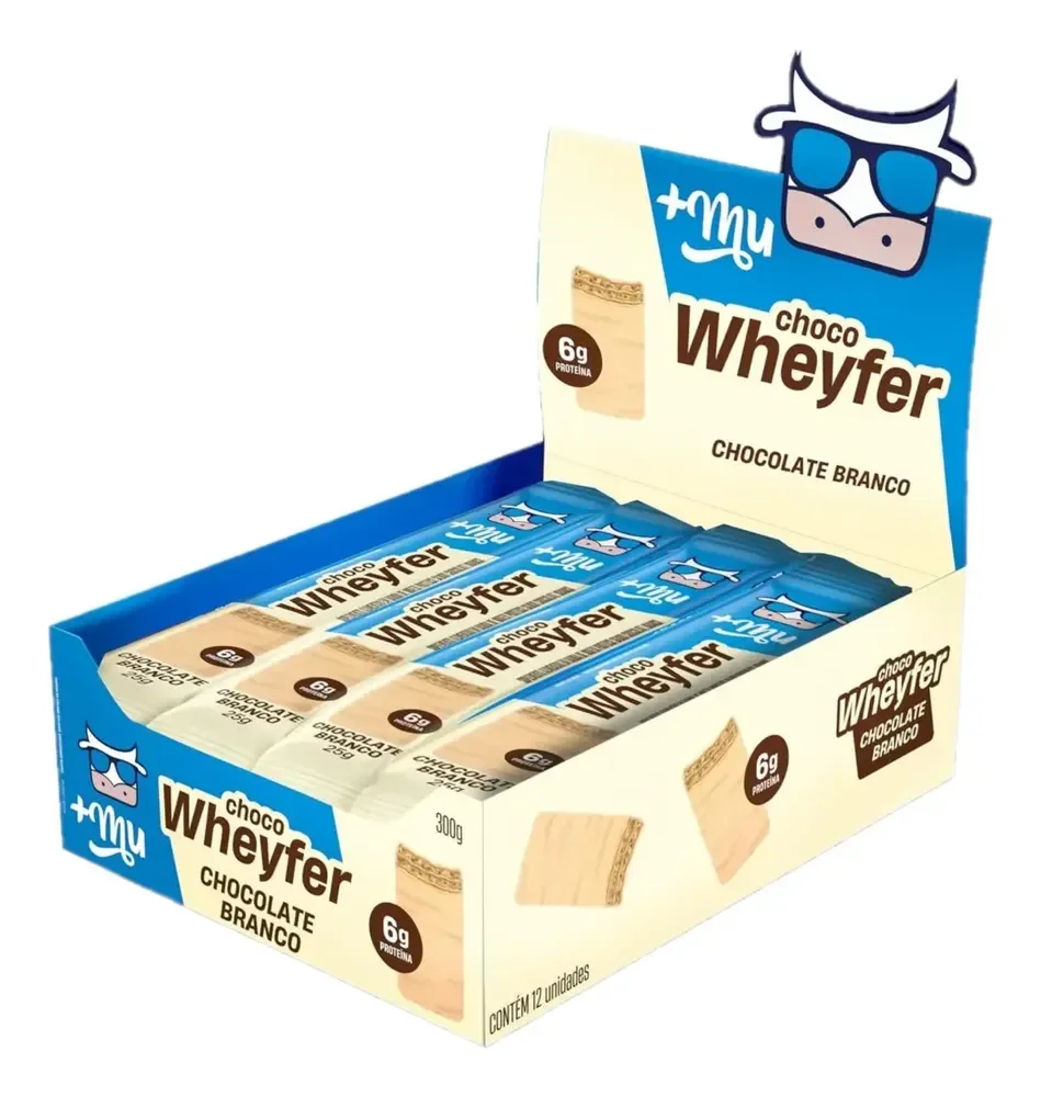 +MU 🤩🔝 +Mu Chocowheyfer Chocolate Branco 6g proteína- Display 12 Un