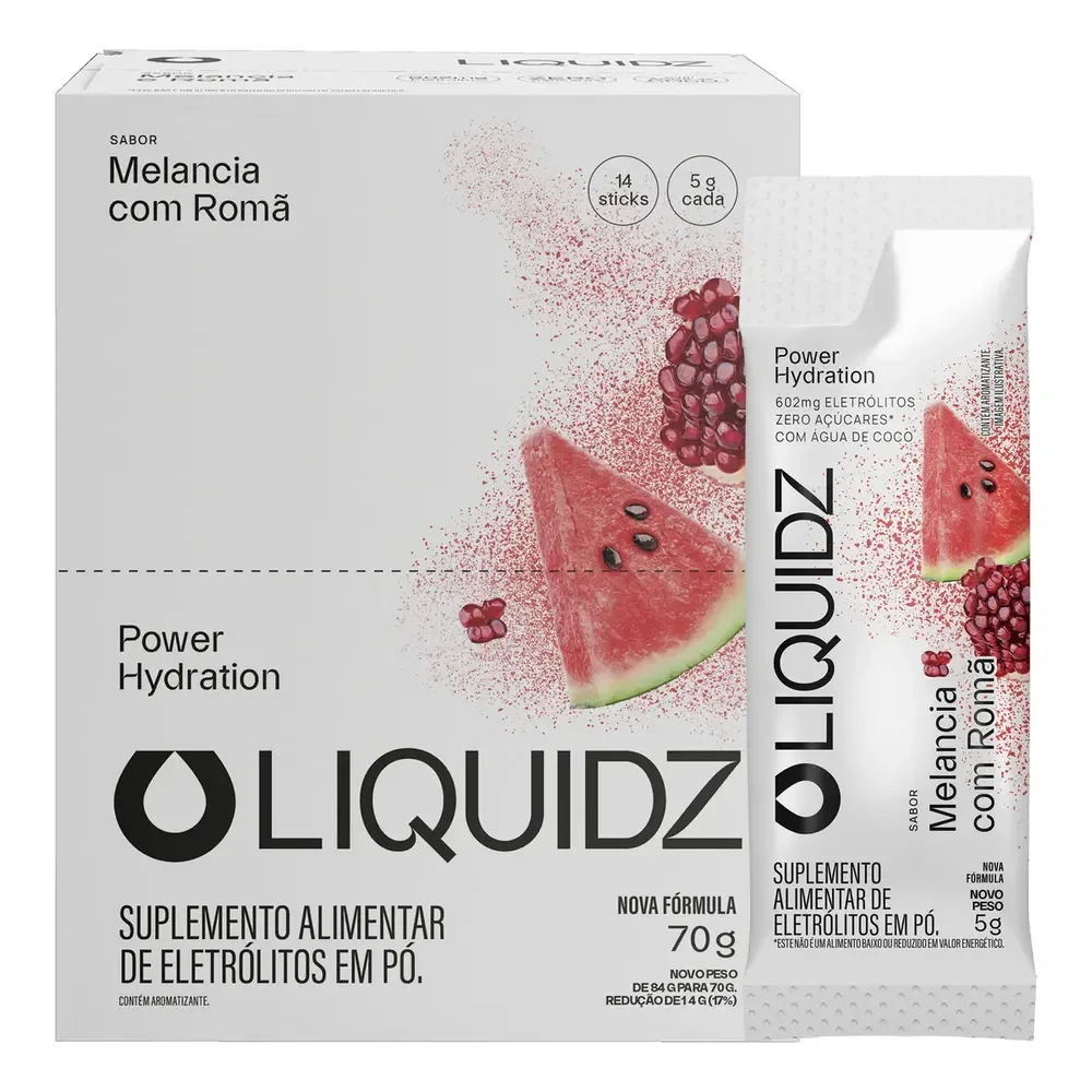 Pack 14 Sachês Liquidz Eletrólitos Zero Açúcar Melancia com Romã