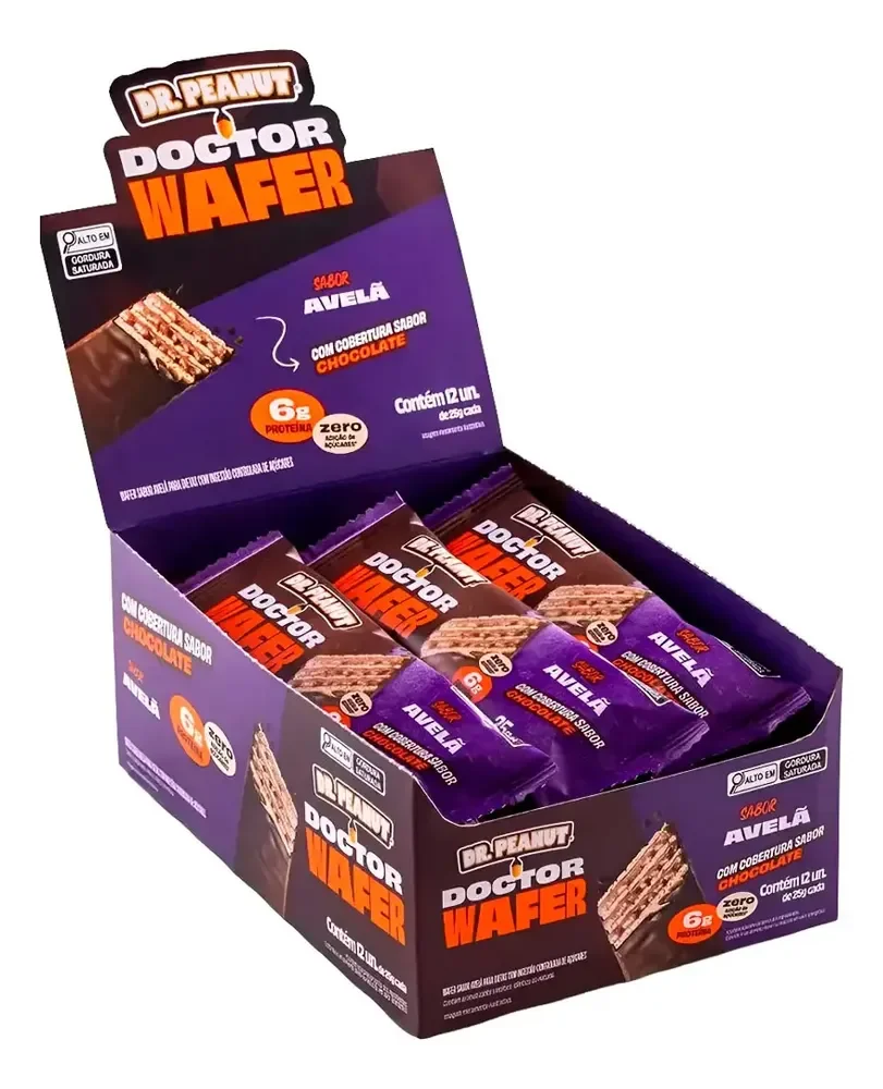 Caixa Doctor Wafer Proteico Avelã (12un 25g Cada) Dr Peanut