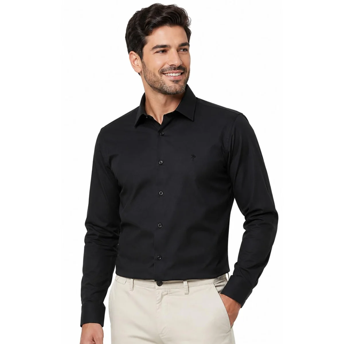 ⚫️ Camisa Social Masculina Manga Longa Polo Wear
