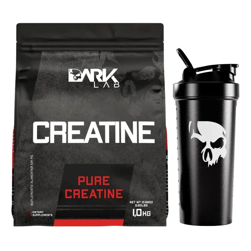 Kit Dark Lab • Creatina Pura 1kg • ⁠Coqueteleira 700ml • ⁠Revista