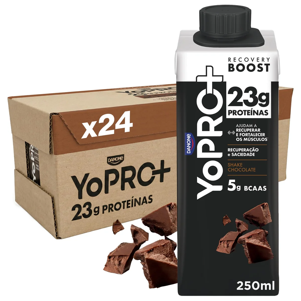 ✨YoPRO Bebida Láctea UHT Chocolate Líquida Caixinha 250ml - 23g de Proteínas - Sem Lactose - Pack com 24 Unidades✨️