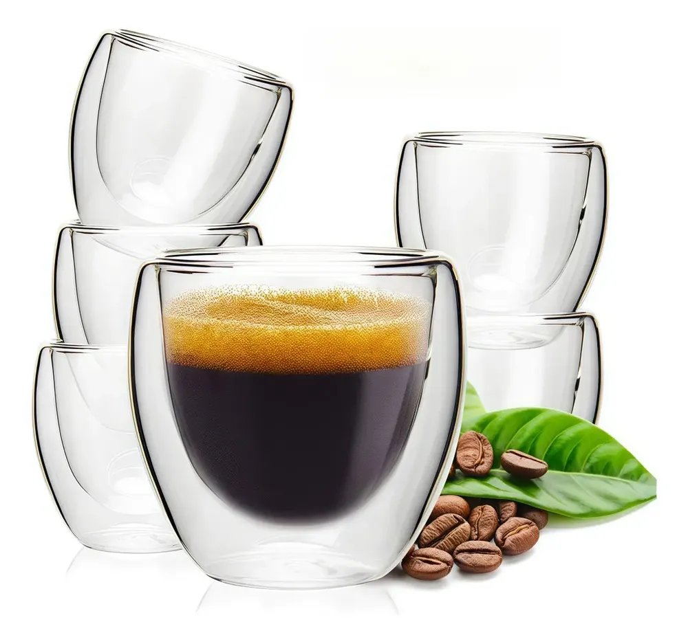 Conjunto De 6 Pecas De Xicara De Cafe De Camada Dupla 80ml