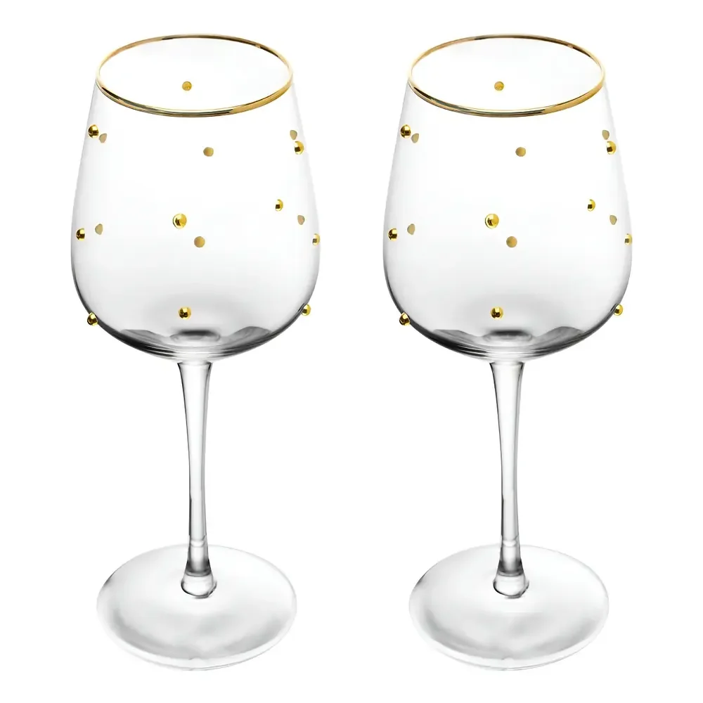 Conjunto 2 Taças para Vinho Balls Fio De Ouro 350ml Vidro Wolff
