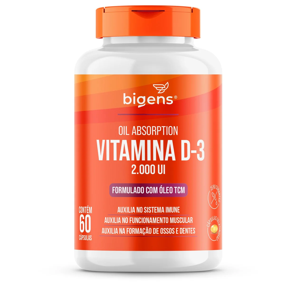 Bigens Vitamina D3 2000ui Em Óleo TCM (MCT), Softgel, 60 Cápsulas