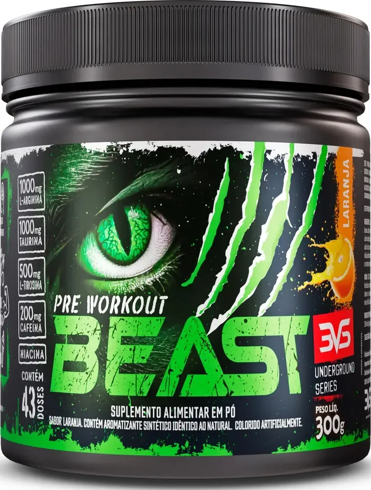 ✨Pré-treino Beast 300g Sabor: Laranja - Ultra Concentrado - Promove Vasodilatação, Recuperação Energética, Aumento De Óxido Nítrico, Desintoxicação E M...✨️