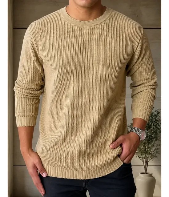 Suéter Masculino Lã Tricot Blusa De Frio Social Manga Longa (6 cores)