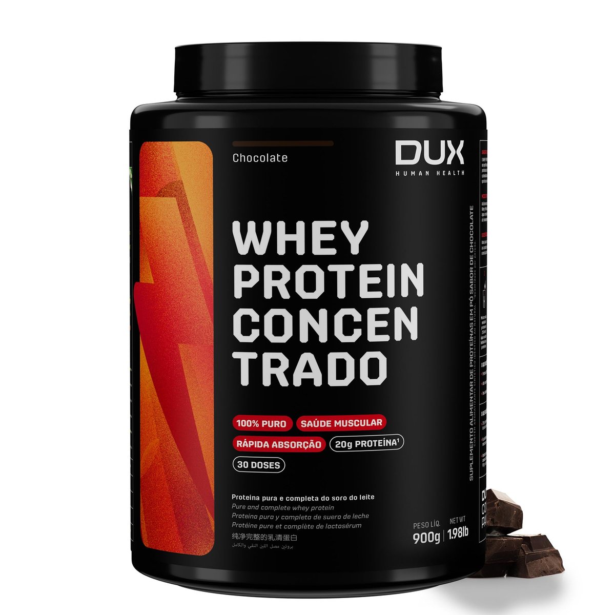 🔥DUX HUMAN HEALTH Whey Protein Concentrado 900g Chocolate