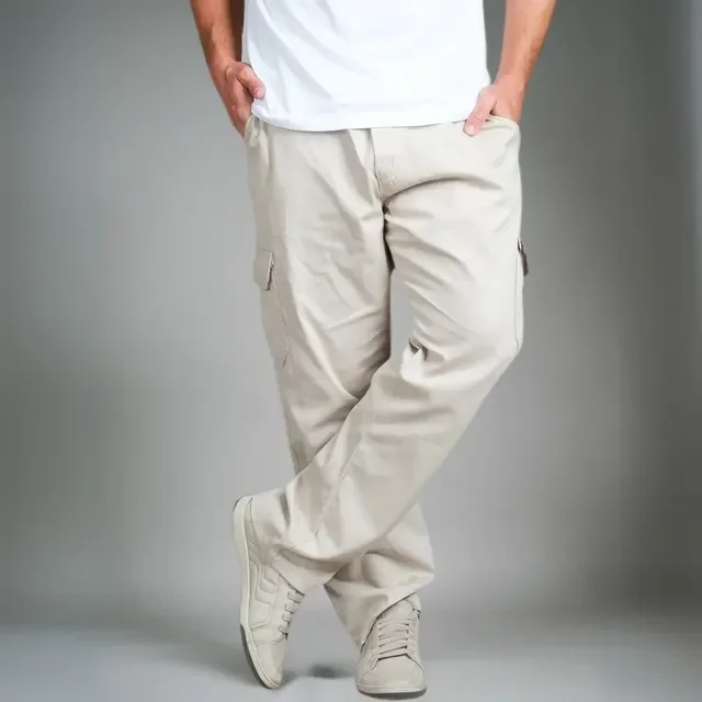 Calça Masculina Cargo Bege Streetwear