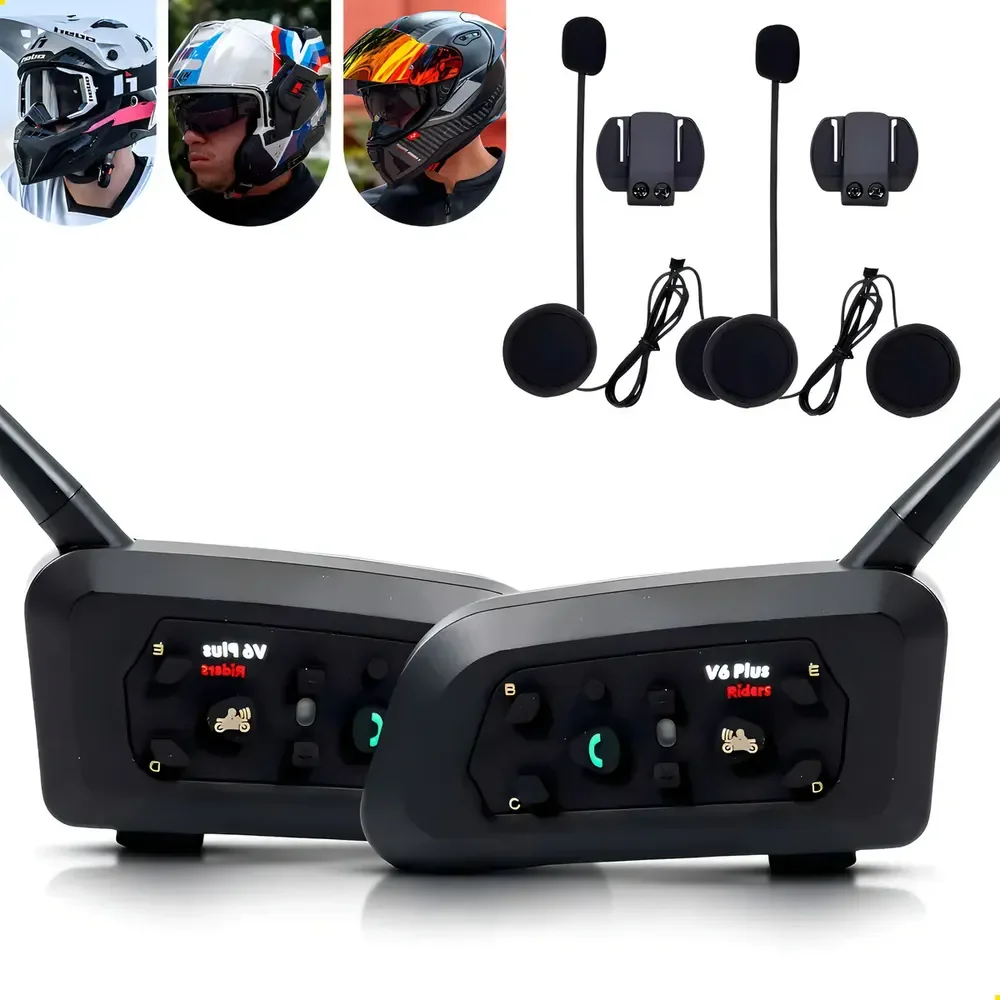 Comunicador Capacete V6 Plus 2 Unidades / Par Bluetooth 5.0