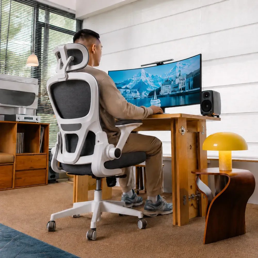 Cadeira Escritório Ergonômica Mesh Ajustável Sup.lombar Nr17 Cinza Espuma De Alta Densidade