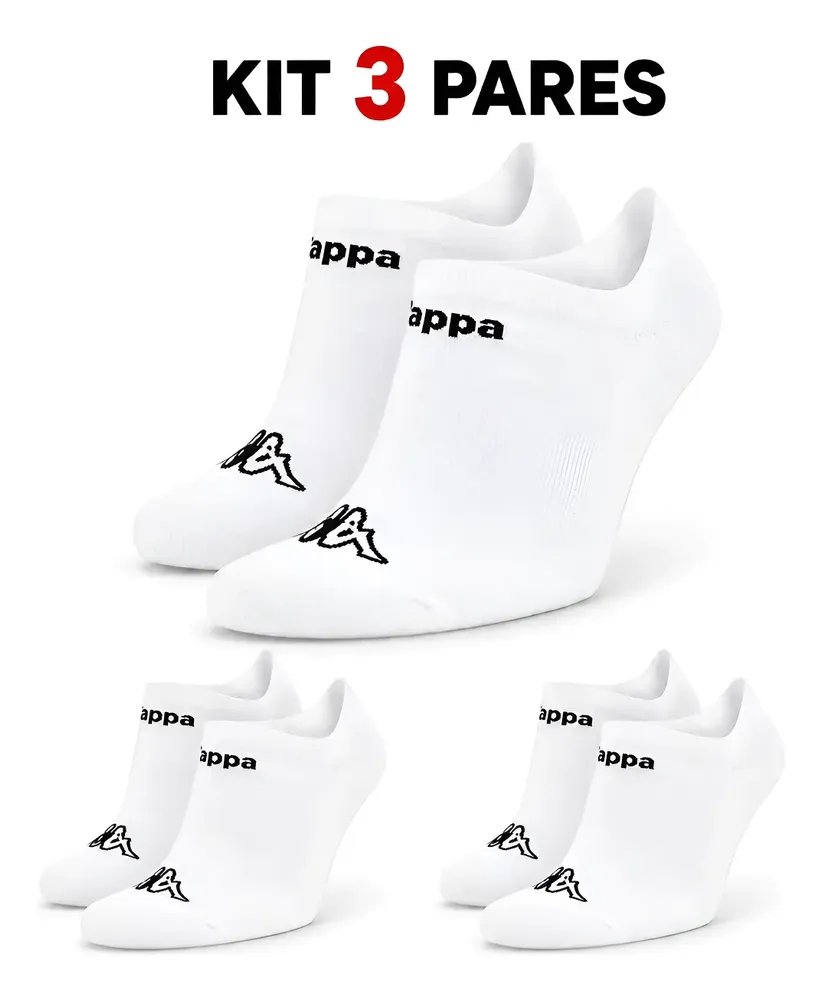 Kit com 3 Pares Meias Kappa Sapatilha Soquete Invisível
