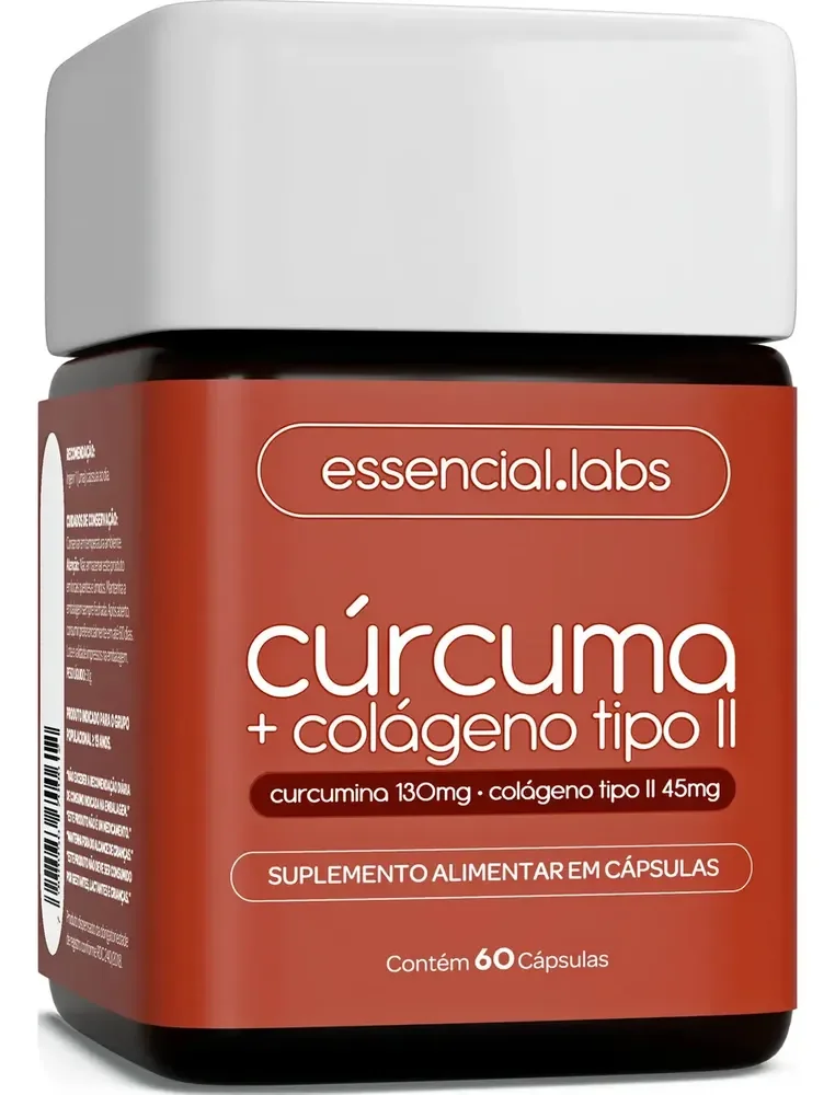Essencial.Labs Cúrcuma 130mg + Colágeno Tipo II 45mg 60 Cápsulas