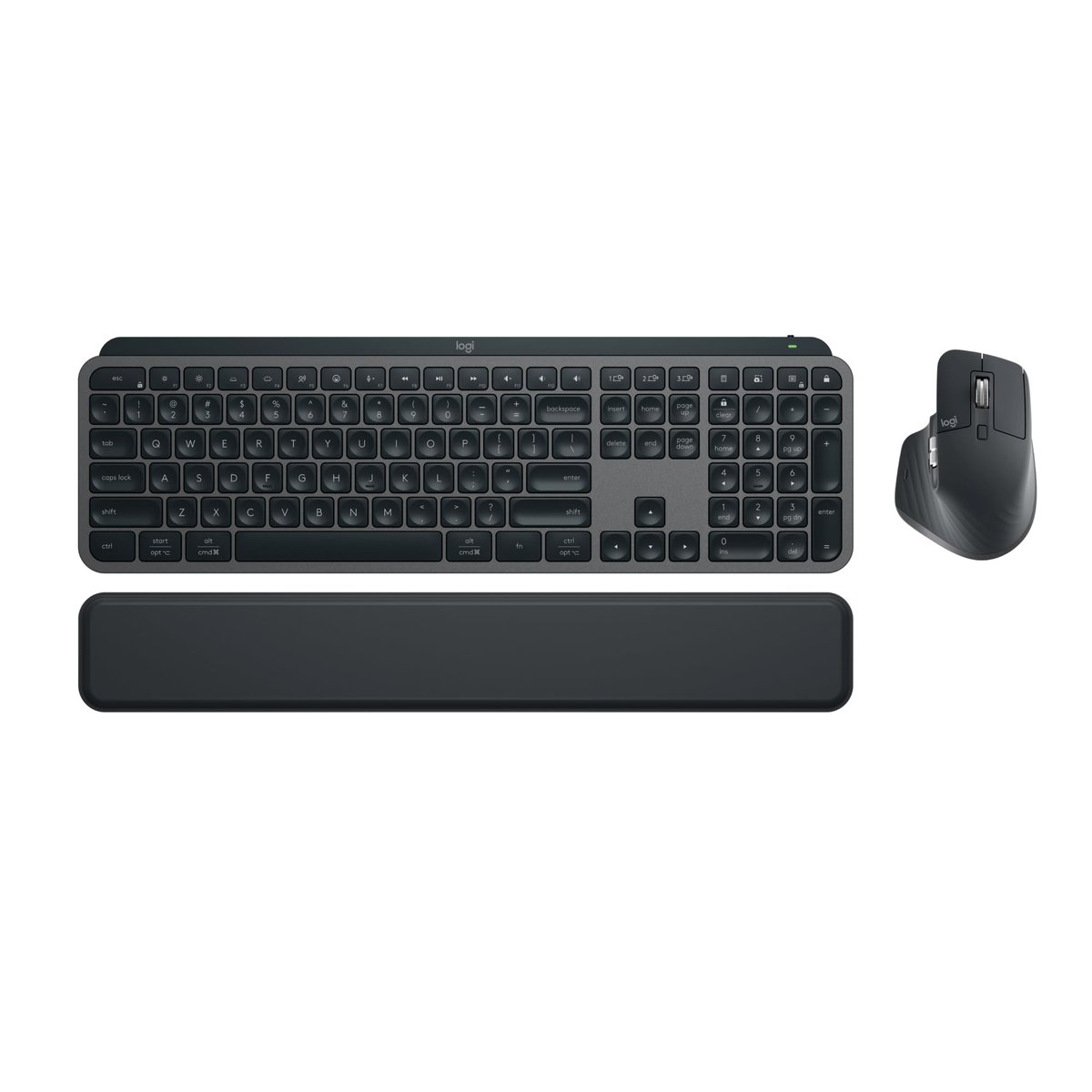 Combo Teclado e Mouse Sem Fio MX Keys S com Apoio para as Mãos, Conexão Bluetooth ou Receptor Logi Bolt, Iluminação Inteligente, Rolagem Rápida, Compatível com Windows, macOS, ChromeOS, Linux- Grafite