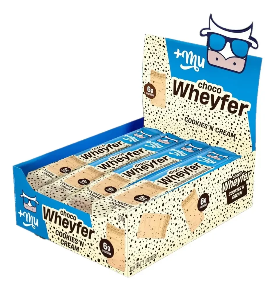 Display com 12 Unidades Snack Proteico + Mu Chocowheyfer Cookies 6g Proteína