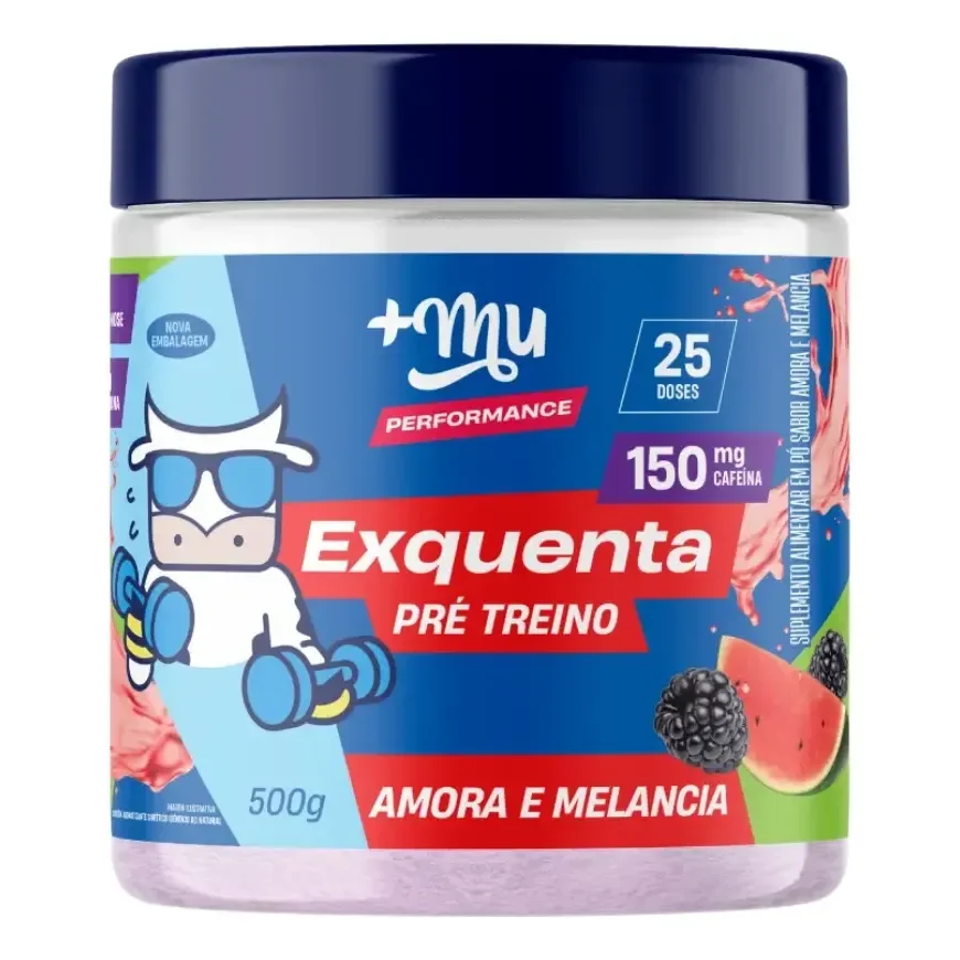 ✨Pré-treino Exquenta +mu Sabor Amora E Melancia 500g Vegano E Sem Glúten✨️
