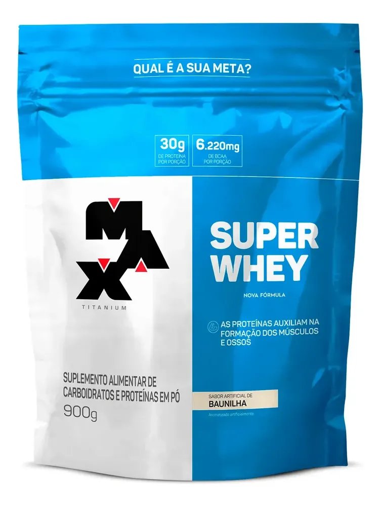 Proteina Max Titanium Super Whey Refil Em Po Sabor Baunilha X 900g