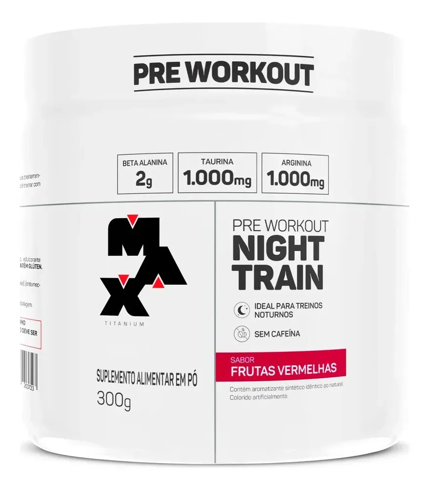 Pre Treino Night Train Pote 300g Sabor Frutas Vermelhas Max Titanium