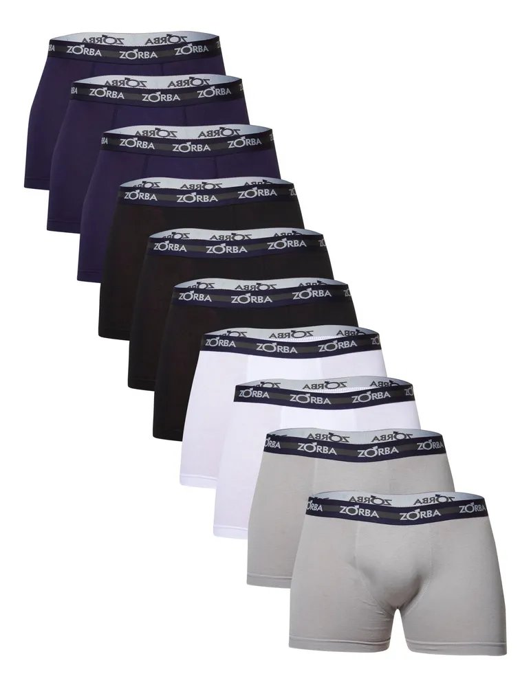 Kit Com 10 Cuecas Boxer Com Elastico Masculina Zorba