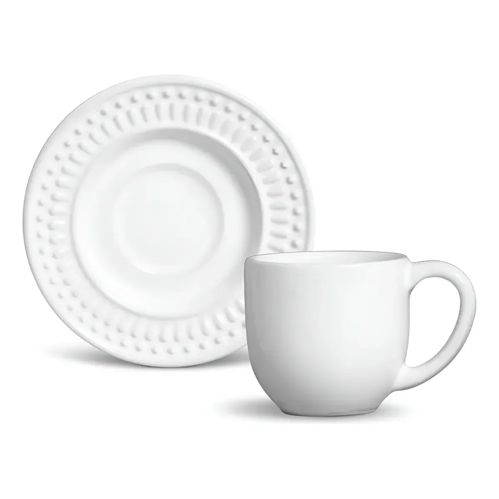 Jogo de Café Porto Brasil Cerâmica 12 Peças Branco 72ml
