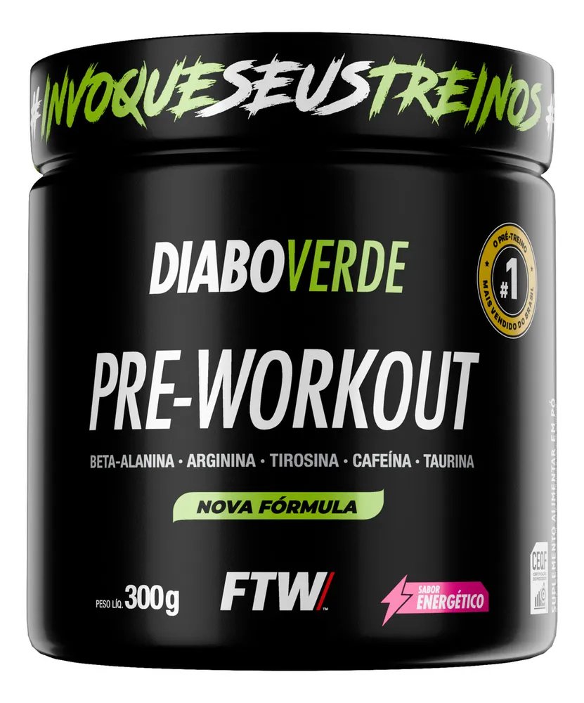 Pre Treino Pre Workout Diabo Verde Pote 300g Sabor Energetico Ftw