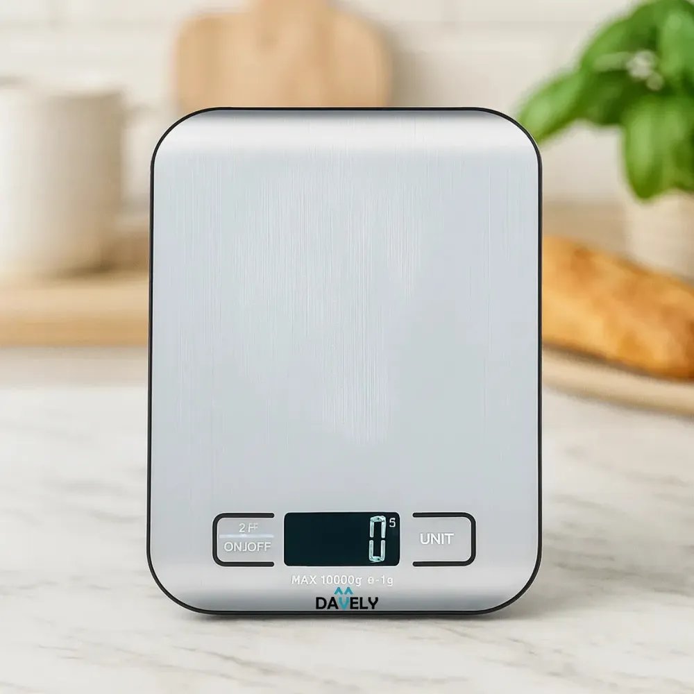 Balança Digital Davely de Cozinha Inox Fitness 10kg para Pesar Alimentos Ou Confeitaria Profissional Precisão Profissional E Uso Domestico Nutricional