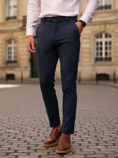 Calça Social Alfaiataria Masculina Malha Elastano Stretch