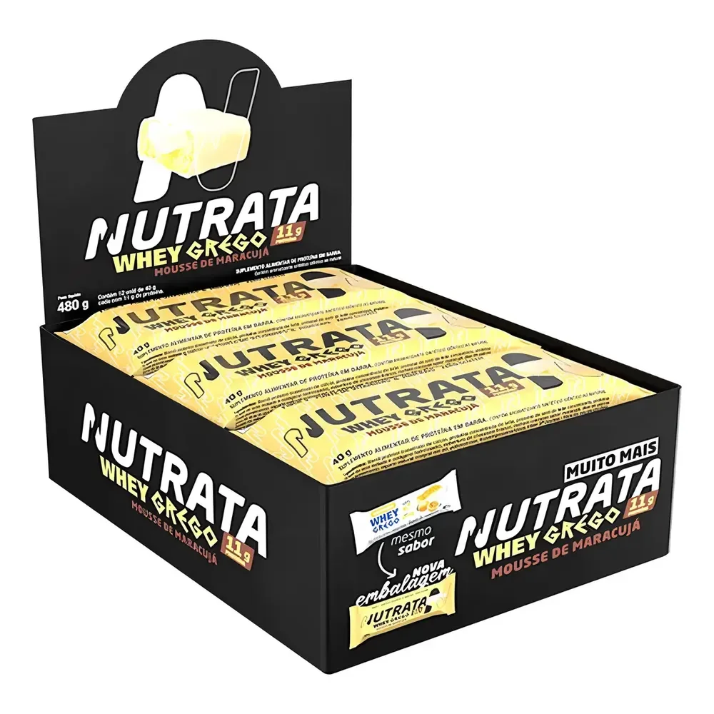 ✨Barra Whey Grego 40g 12 Unidades Mousse De Maracujá Nutrata Mousse De Maracujá✨️
