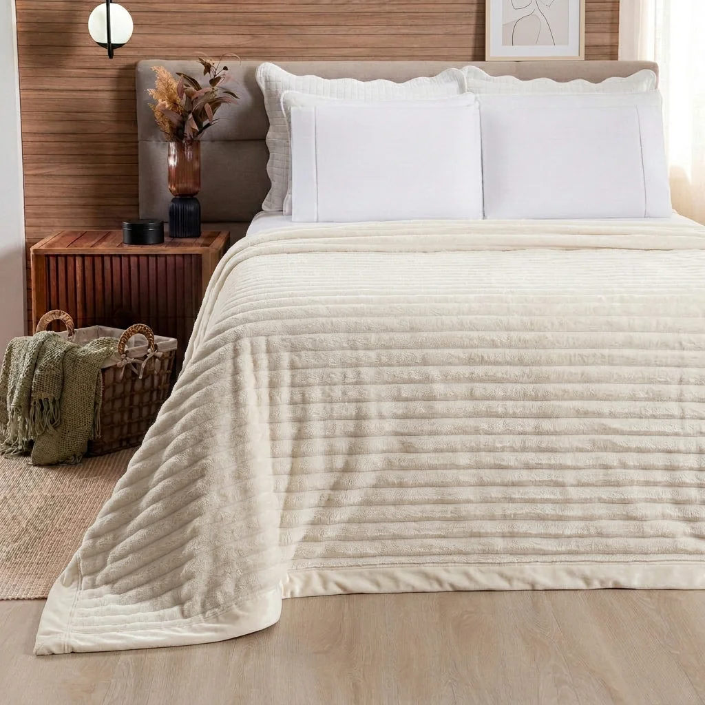 ✨Cobertor Manta Flannel Canelado