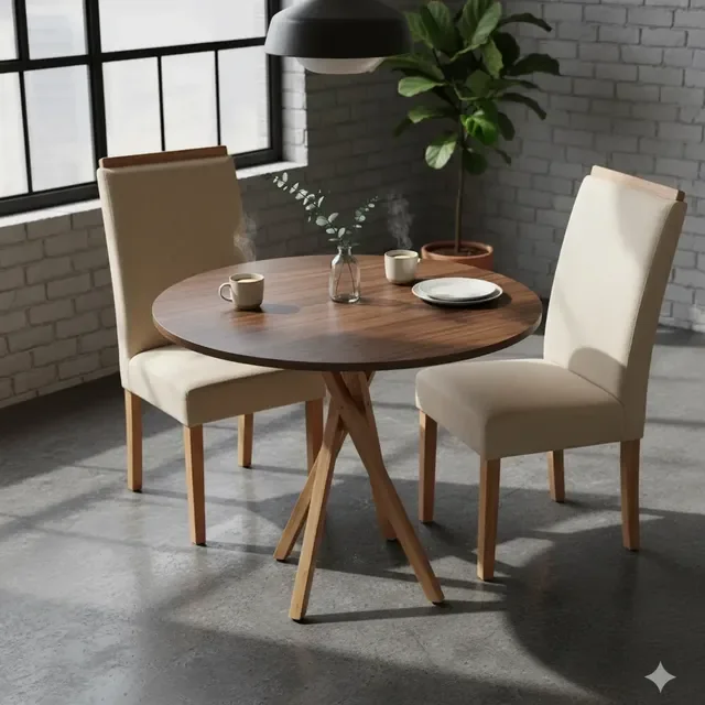 Mesa Jantar Redonda Madeira 80cm Estilo Industrial
