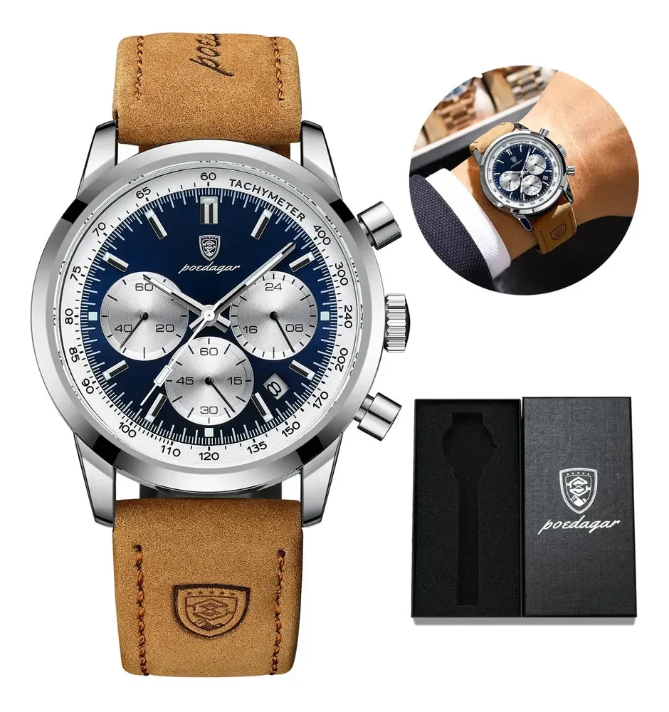 Relógio Masculino Poedagar 921 Original De Luxo Com Caixa