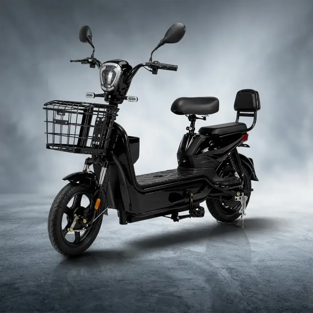 Bicicleta Eletrica 500w Sem Cnh Cesto 2 Pessoas Cor Preto