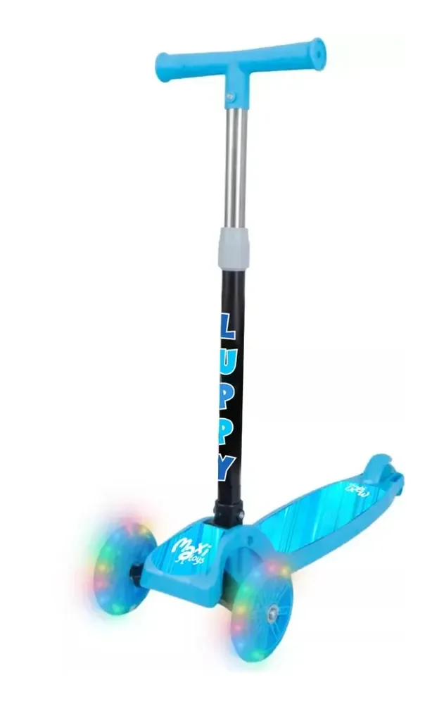 Patinete Infantil 3 Rodas Led Dobrável Luppy Azul Maxi Toys