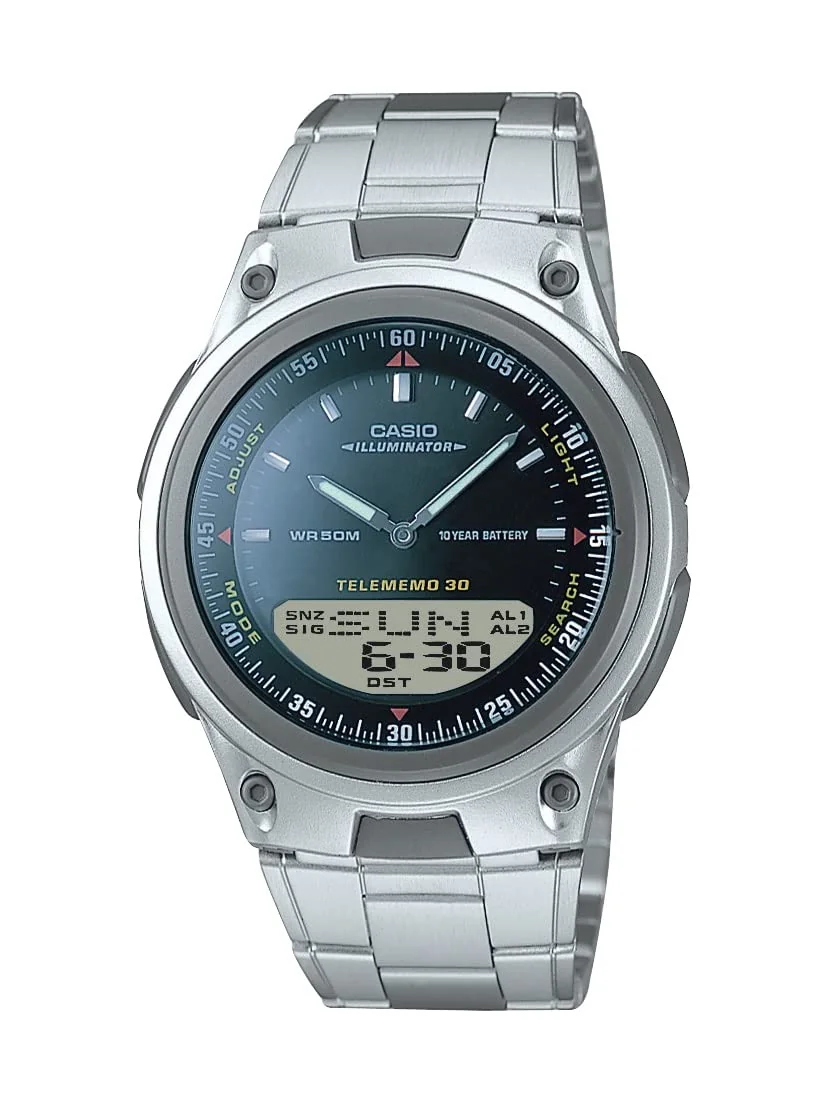 Casio Relógio masculino AW80-1AV Forester Ana-Digi Databank com bateria de 10 anos
