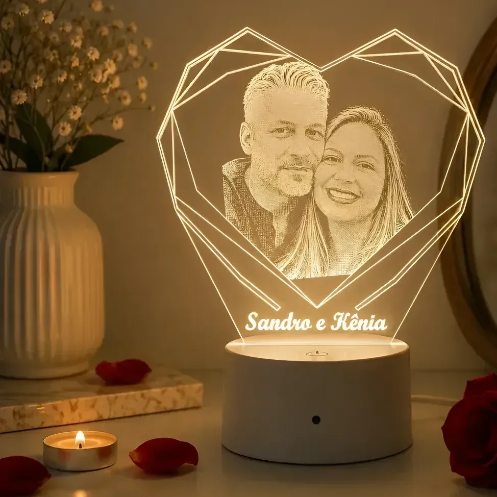 Luminária Led 3d Casal 16 Cores