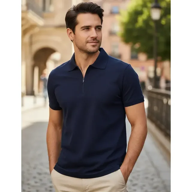 ⚫️ Camisa Polo Masculina Anistia Zíper Algodão Elastano Premium