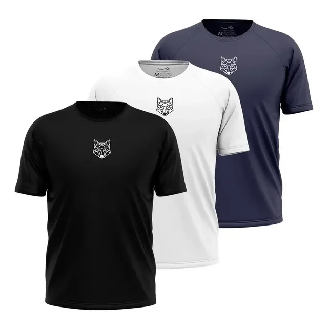 Kit 3 Camisetas Dry Lobo Alpha Geométrico