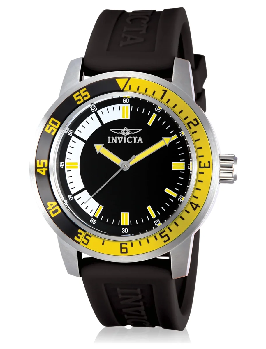 🛒 Relógio masculino Invicta Specialty de aço inoxidável, Preto/Amarelo, Standard, 12846
