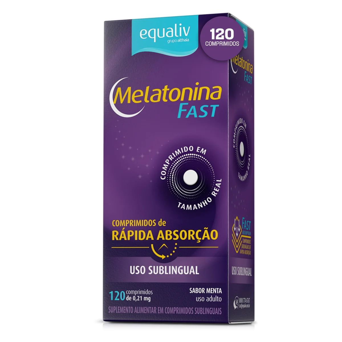 ESSA MELATONINA É TOP, PRA DORMIR TRANQUILO 😴💤 Equaliv Melatonina Fast - Suplemento para Sono Reparador - Sem Glúten, Lactose e Açúcares - Sabor Menta, 210 mcg, 120 Comprimidos