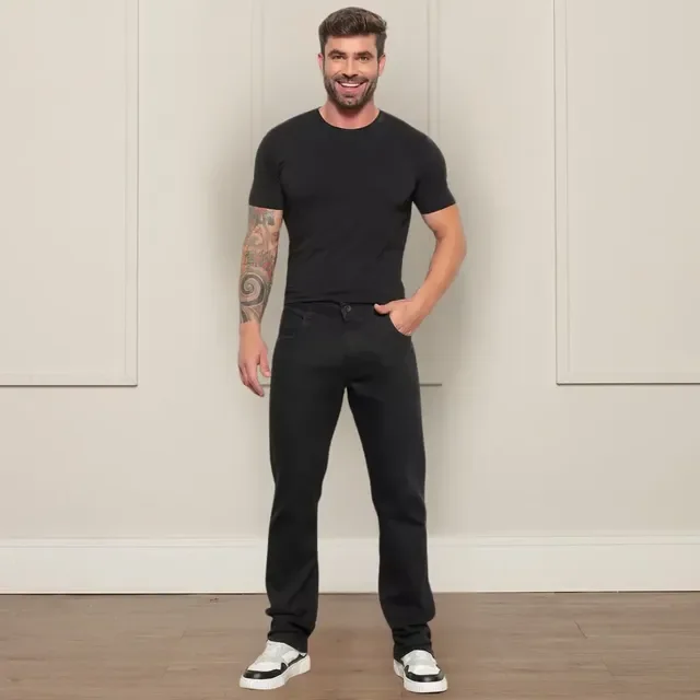 Calça Jeans Preta Masculina Tradicional Lycra (38 a 54)