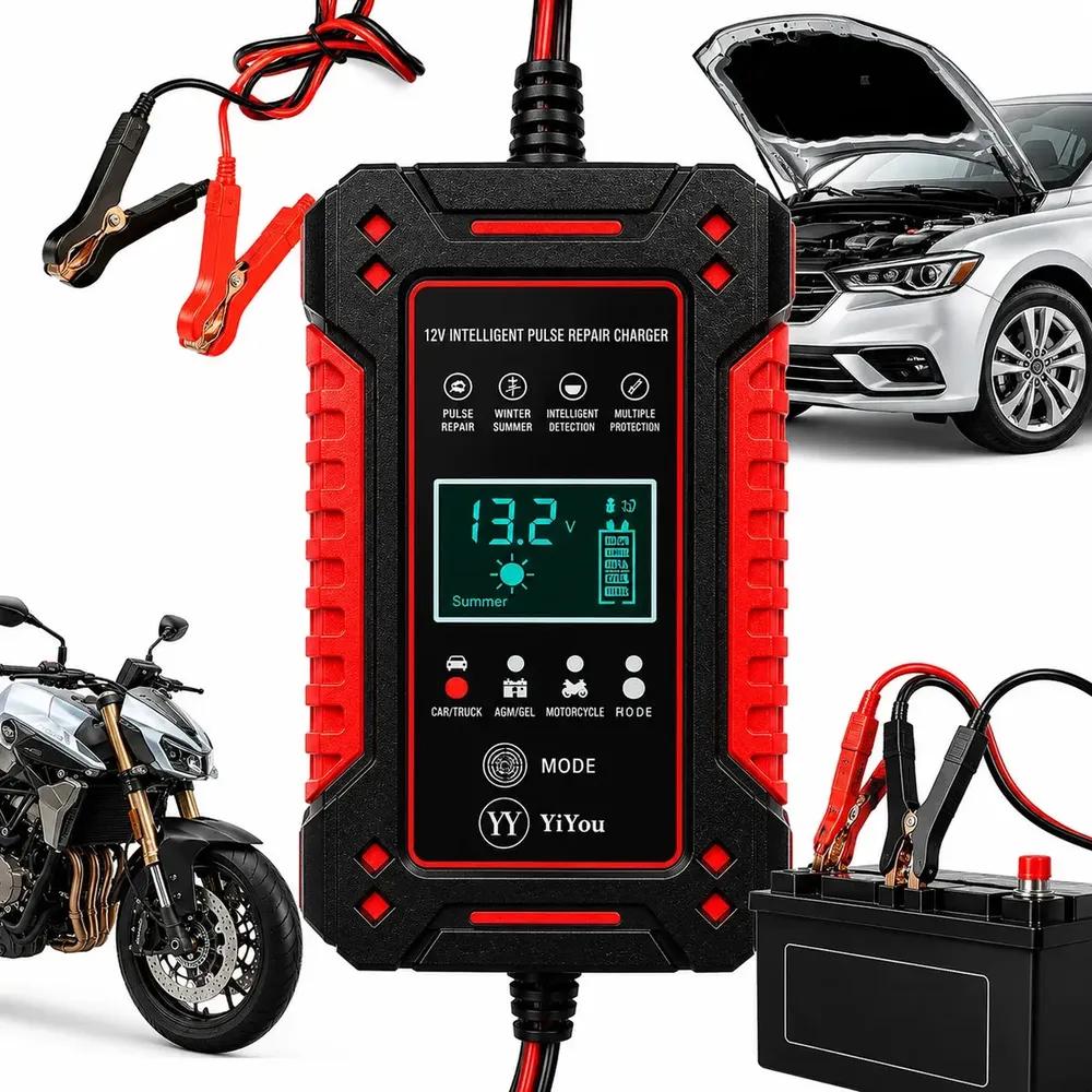 Carregador Inteligente de Bateria DUOSEG para Carro, Moto e Náuticos