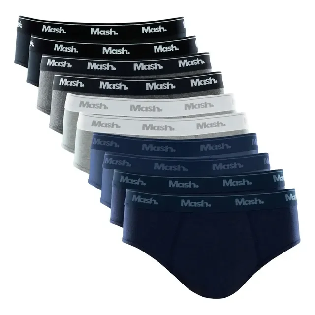 Kit Com 10 Cuecas Slip Mash Básica Algodão