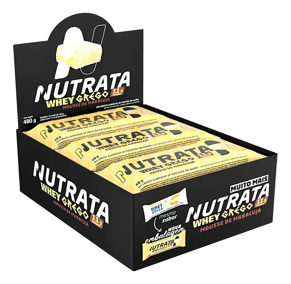✨Barra Whey Grego 40g 12 Unidades Mousse De Maracujá Nutrata Mousse De Maracujá✨️