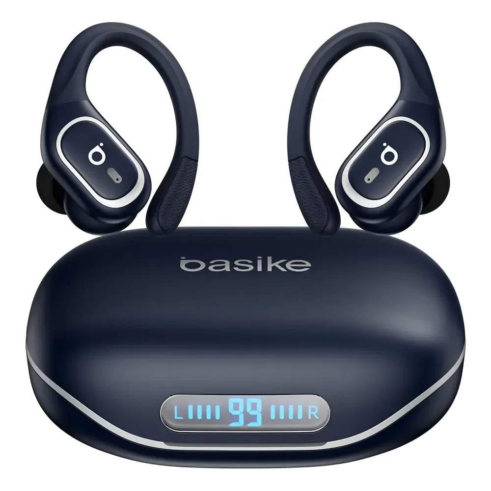Basike Fone De Ouvido Bluetooth 6.0 Esportivo Sem Fio Gancho Intra-auricular,estéreo,com Display Led, Tws, Ipx5, Enc, Suporta Chamadas De Voz, Compatível Android E Ios, Cor Azul