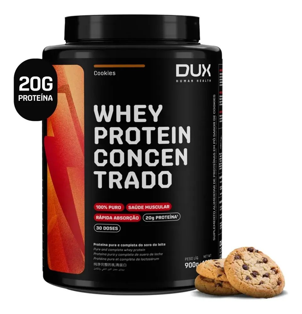 🔥DUX HUMAN HEALTH Whey Protein Concentrado 900g Cookies