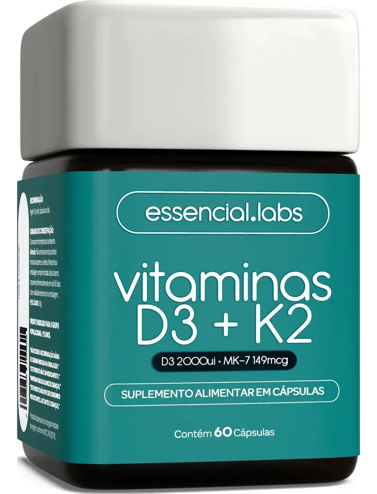 Vitamina D3 + K2 Menaquinona-7 - 60 Cápsulas