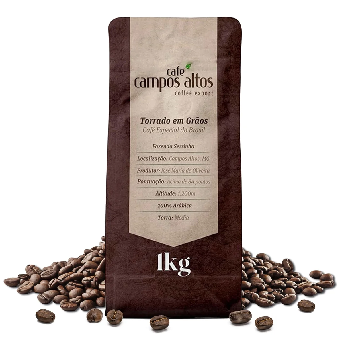 - Café Campos Altos Super Especial em Grão 1kg, Arábica Catuaí Vermelho, 84+ Pontos