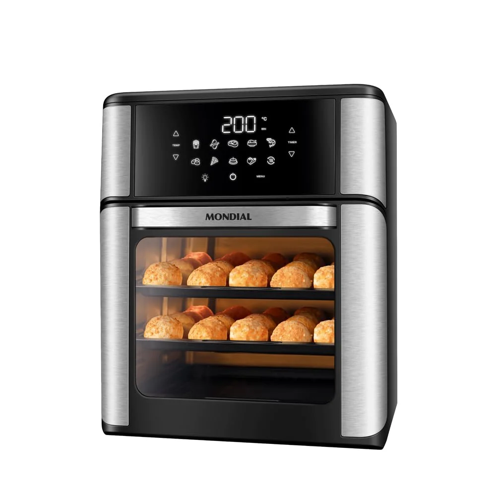 ✨MONDIAL Fritadeira Air Fryer Forno Oven 12L, Preto/Inox, 2000W, 110V - AFON-12L-BI✨️
