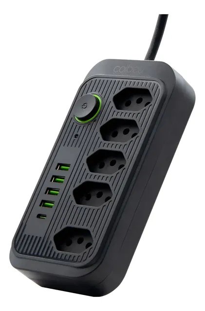 Extensão Coibeu 5 Tomadas 2m 4 Usb Bivolt